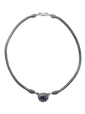Lagos Caviar Sterling and 18K Yellow Gold Amethyst Necklace #25231